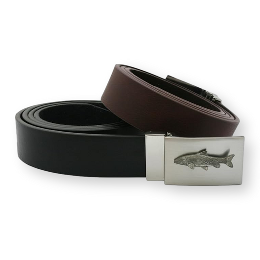 Coarse Fishing Designed Leather Belt Black or Brown