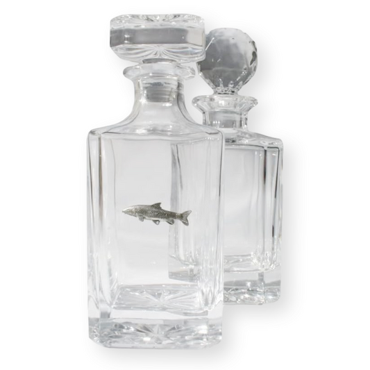 Coarse Fishing Crystal Cut Decanter With Golf Ball Or Square Top