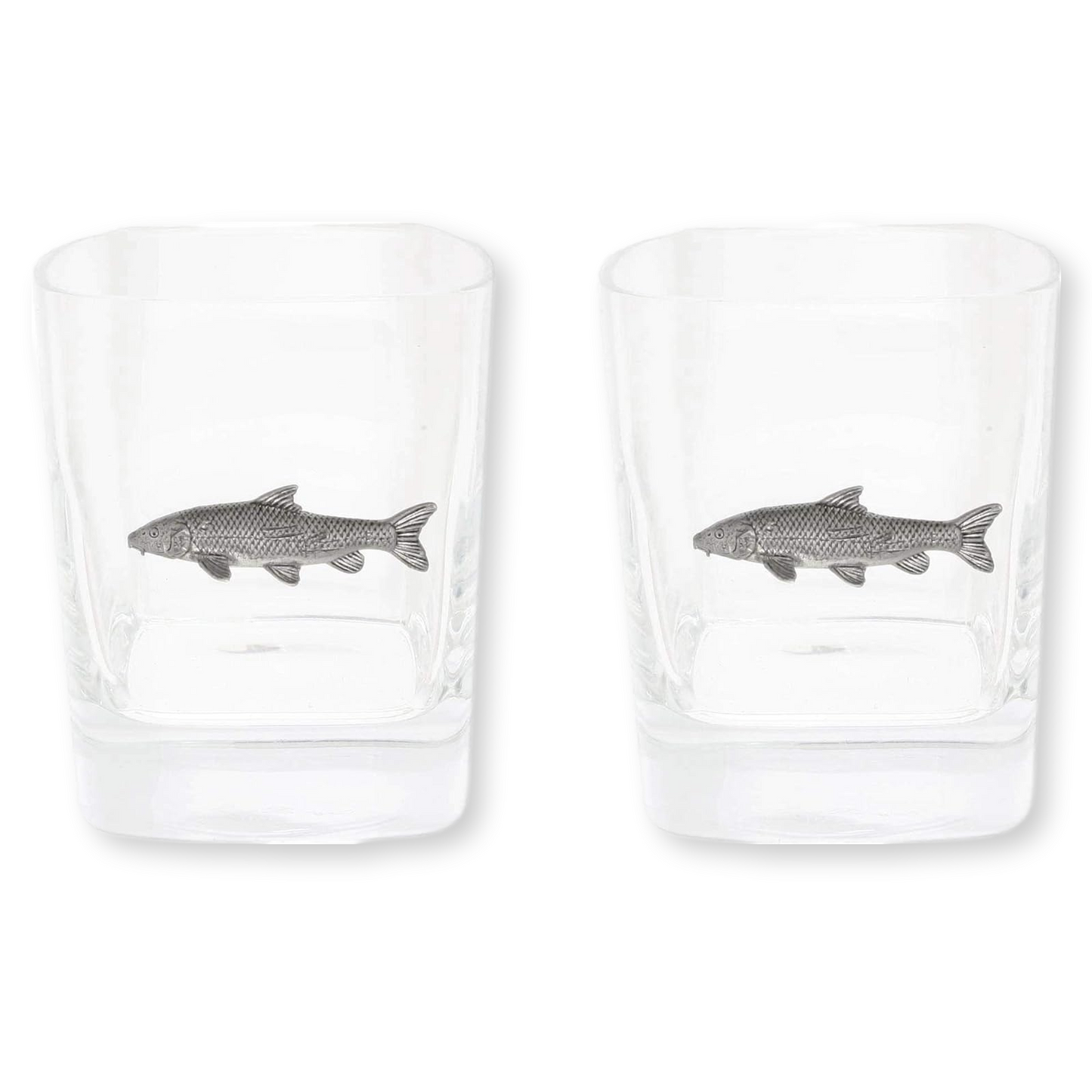 Coarse Fishing Pair Of Whiskey Tumbler Glasses