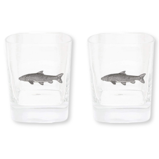 Coarse Fishing Pair Of Whiskey Tumbler Glasses