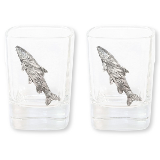 Coarse Fishing Pair Of Shot Tot Glasses