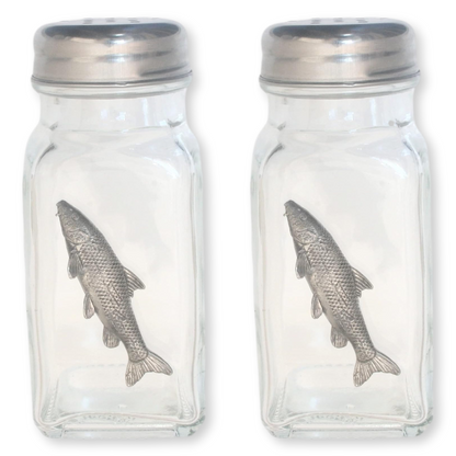 Coarse Fishing Pair Glass Salt & Pepper Shakers