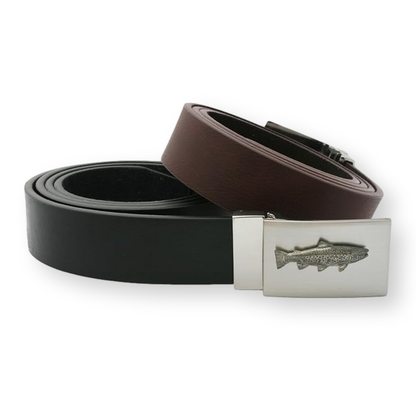 Fly Fishing Leather Belt & Metal Buckle Black or Brown