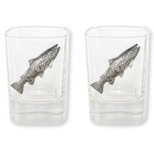 Fly Fishing Pair Of Shot Tot Glasses