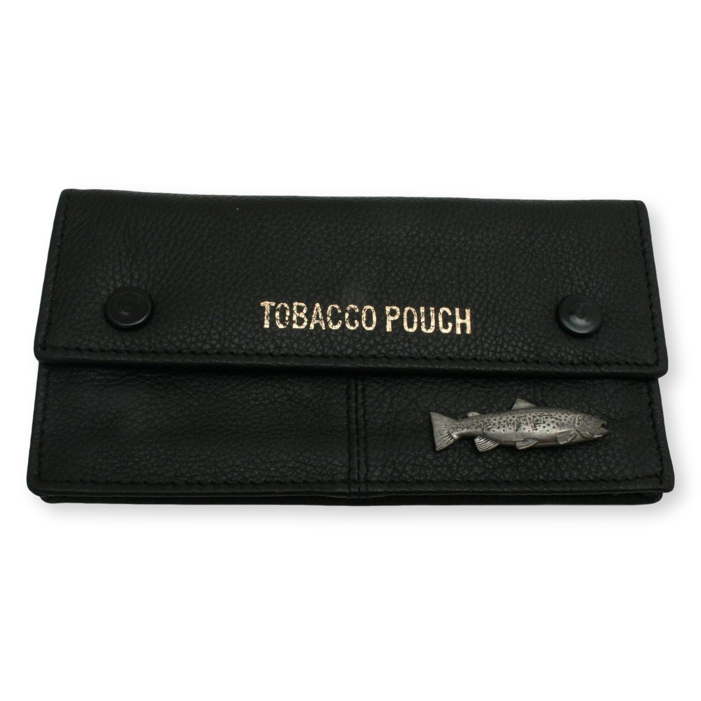 Fly Fishing Designed Black Leather Tobacco Pouch