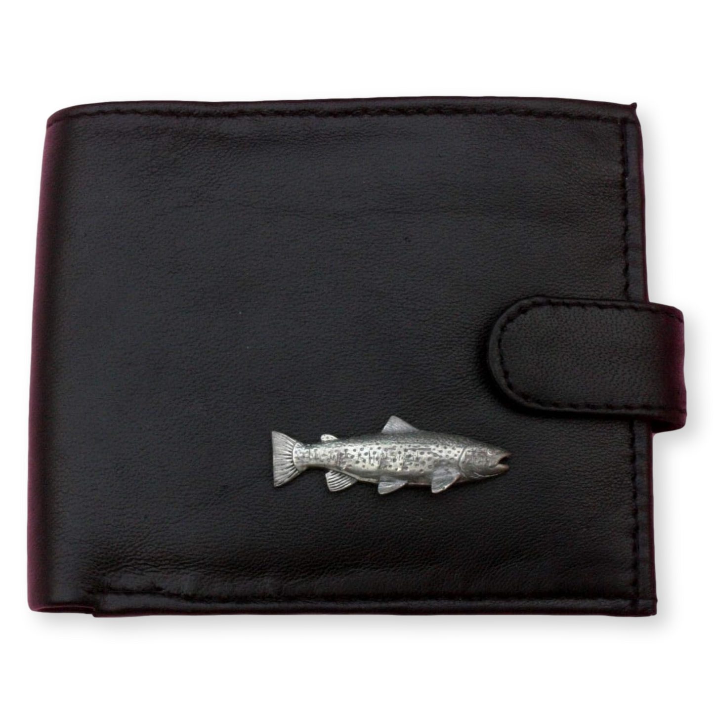 Black or Brown Mens Leather Wallet | Fly Fishing Design