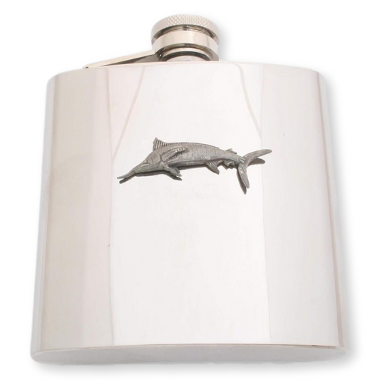 Marlin Stainless Steel 6oz Hip Flask Silver Or Matte Black