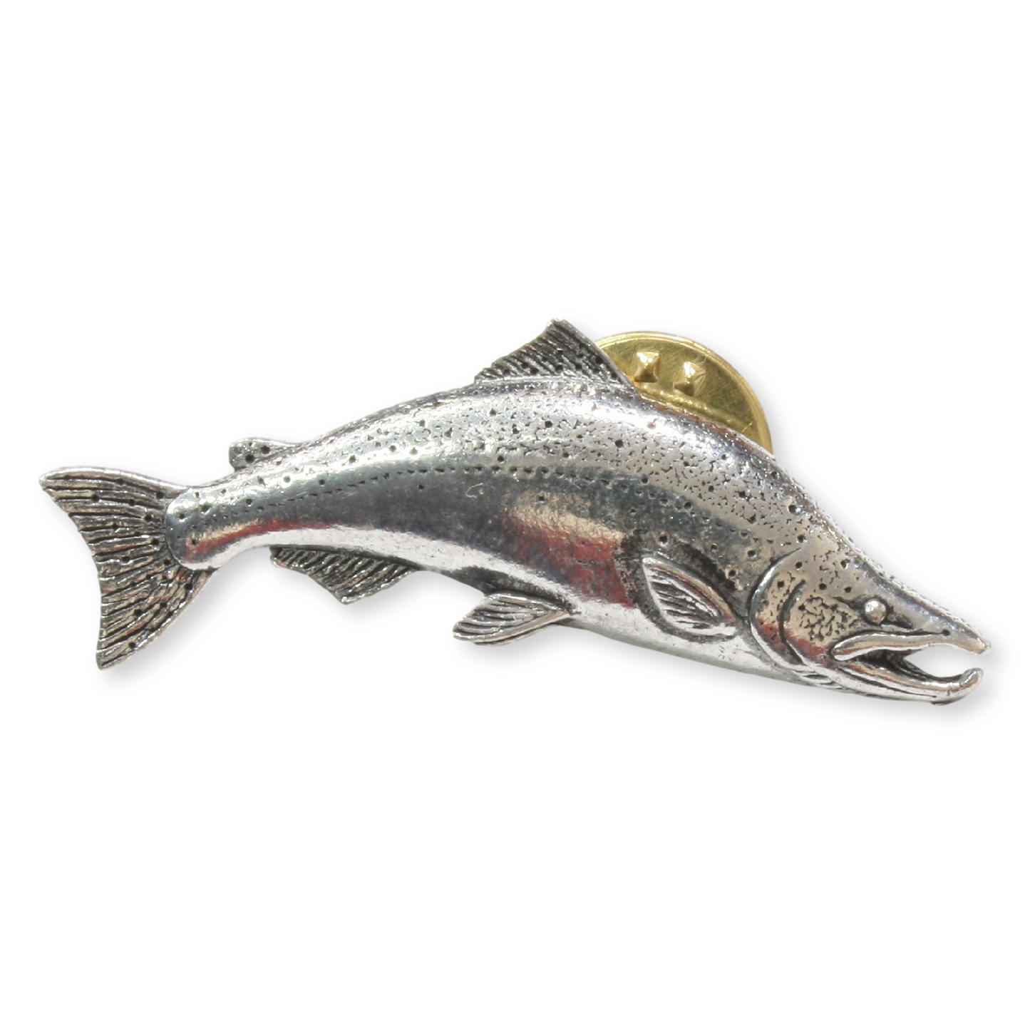 Salmon Pin Badge Pewter Lapel Fly Fishing Gift With Engraving Option