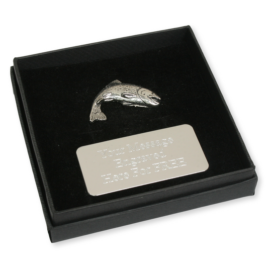 Rainbow Trout Pewter Lapel Pin Badge with Engraving Customisation Option