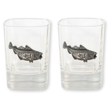Sea Fishing Pair Of Shot Tot Glasses