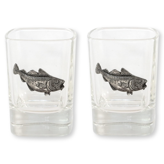 Sea Fishing Pair Of Shot Tot Glasses