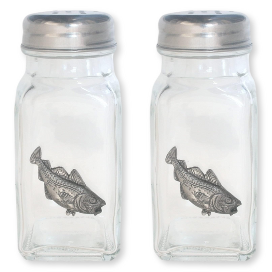 Sea Fishing Pair Glass Salt & Pepper Shakers