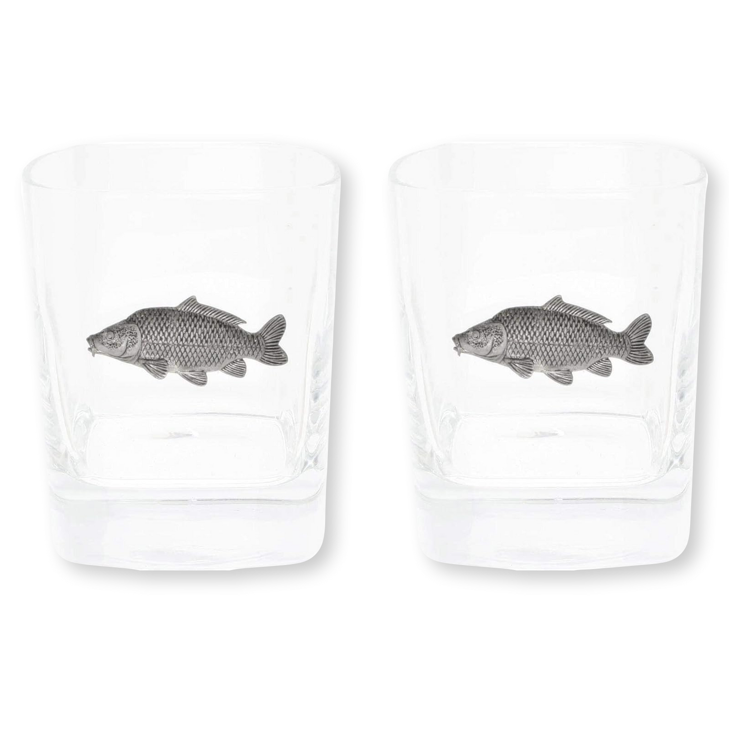 Coarse Fishing Pair Of Whiskey Tumbler Glasses