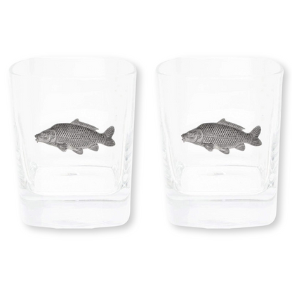 Coarse Fishing Pair Of Whiskey Tumbler Glasses