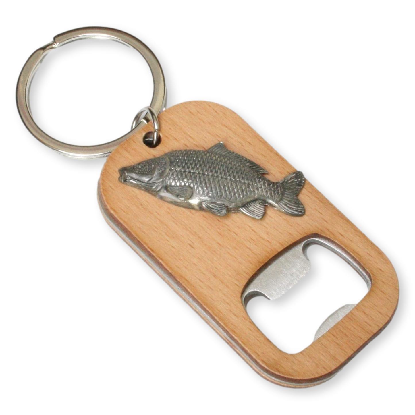 Coarse Fishing Wood & Steel Bottle Opener Keyring