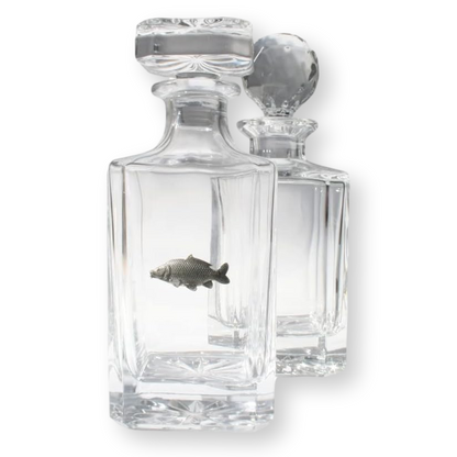 Coarse Fishing Crystal Cut Decanter With Golf Ball Or Square Top