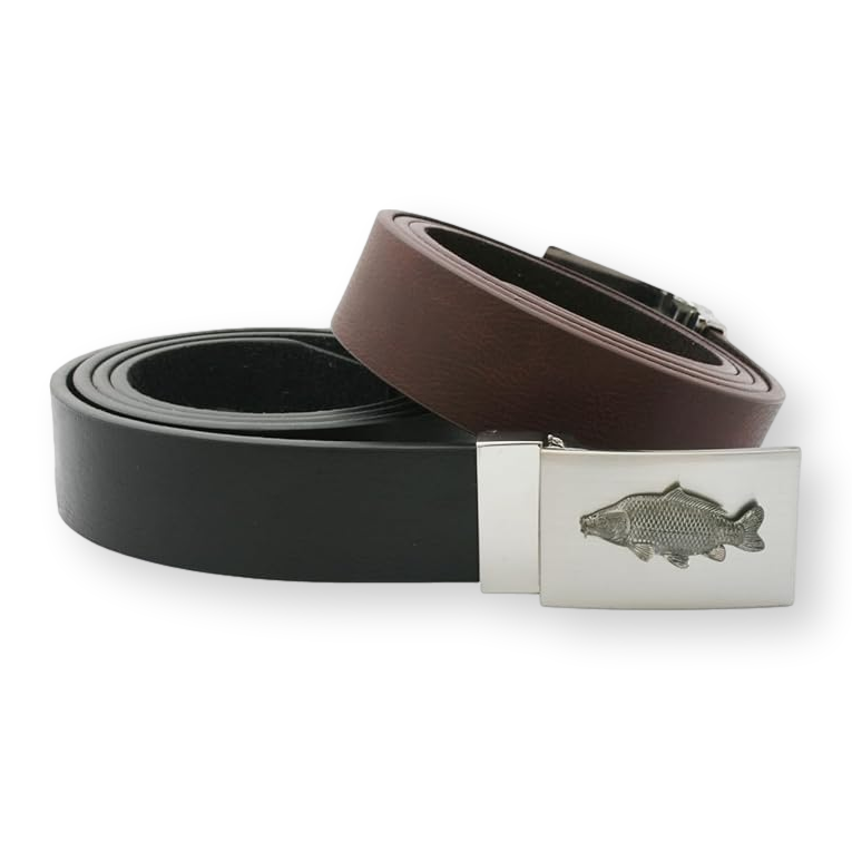 Coarse Fishing Designed Leather Belt Black or Brown