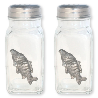 Coarse Fishing Pair Glass Salt & Pepper Shakers