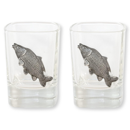 Coarse Fishing Pair Of Shot Tot Glasses