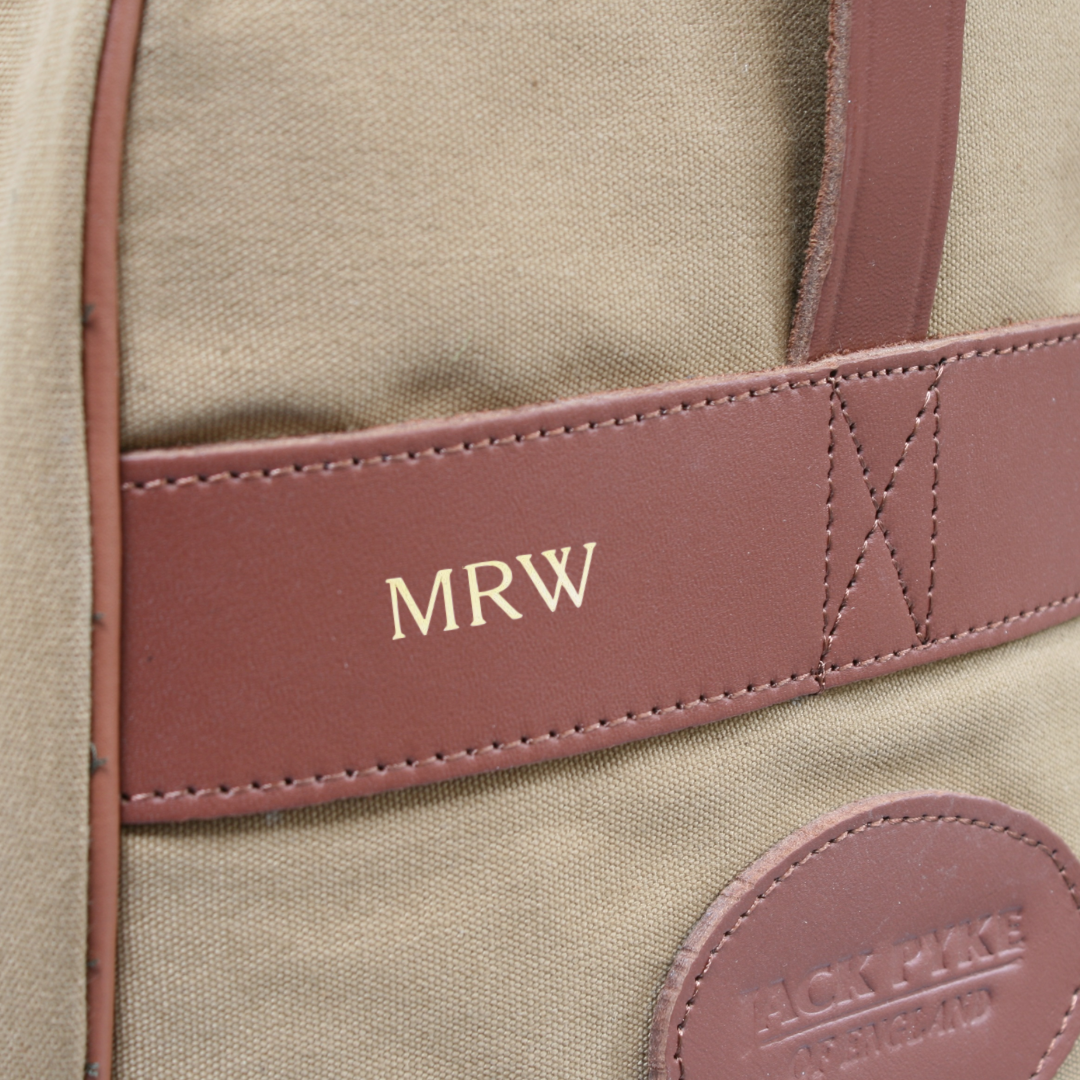 Custom Embossed Initials Welly Boot Bag – Durable Fawn Canvas