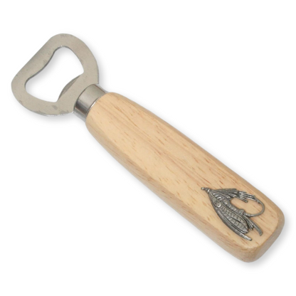 Fly Fishing Wooden Handled Steel Bottle Opener