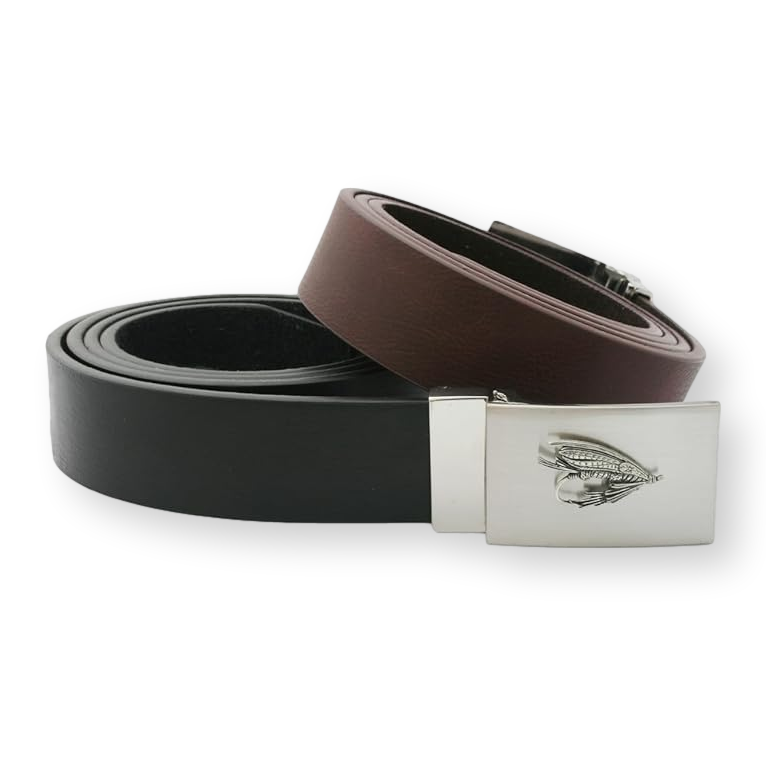 Fly Fishing Leather Belt & Metal Buckle Black or Brown