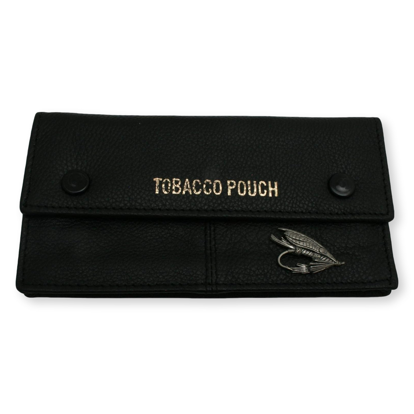 Fly Fishing Designed Black Leather Tobacco Pouch