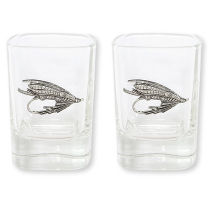 Fly Fishing Pair Of Shot Tot Glasses