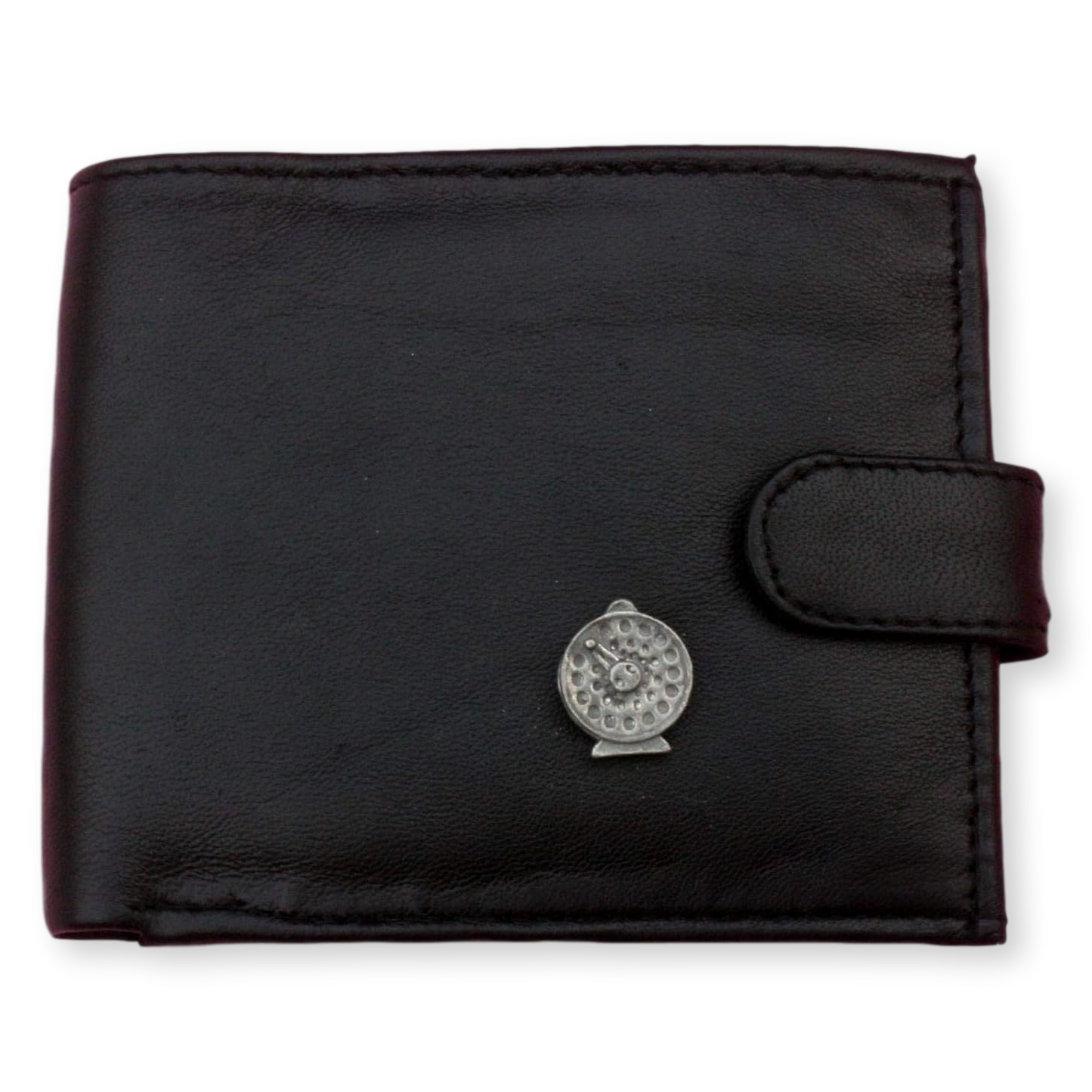 Black or Brown Mens Leather Wallet | Fly Fishing Design