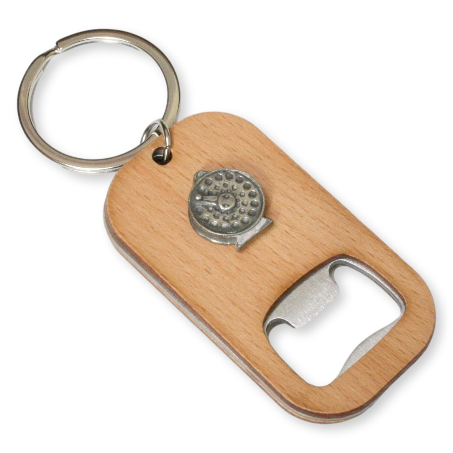 Fly Fishing Wood & Steel Bottle Opener Keyring