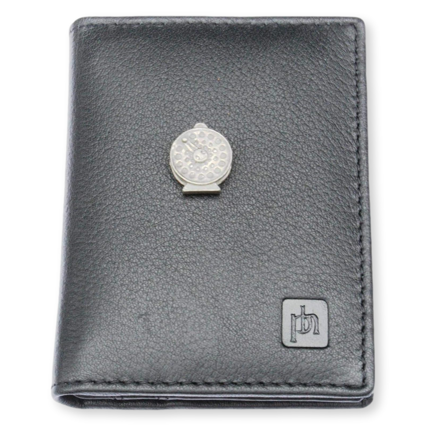 Fly Fishing Black Leather Card Holder RFID Safe