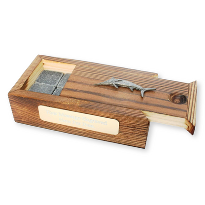 Sea Fishing Whiskey Ice Cubes In Wooden Box Personalised