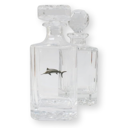 Sea Fishing Crystal Cut Decanter With Golf Ball Or Square Top