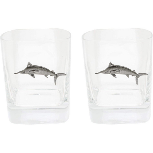 Sea Fishing Pair Of Whiskey Tumbler Glasses