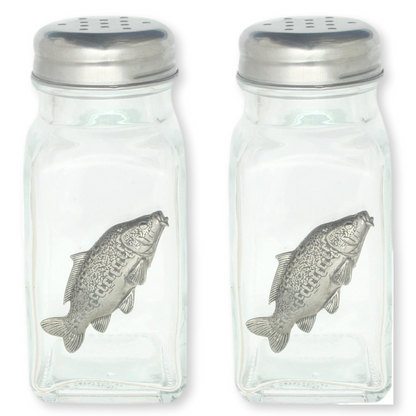 Coarse Fishing Pair Glass Salt & Pepper Shakers
