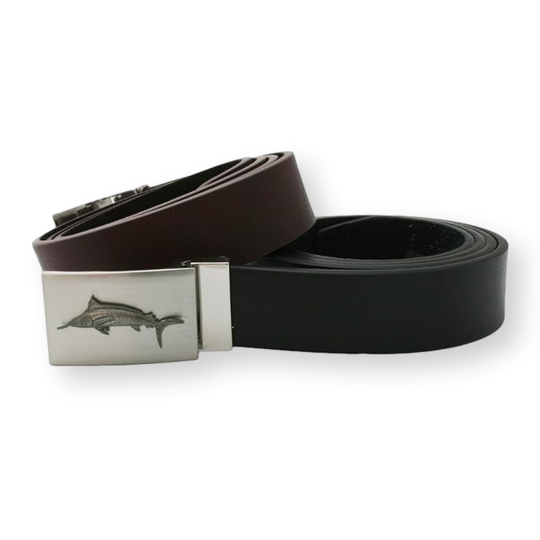 Sea Fishing Black or Brown Leather Belt & Metal Buckle