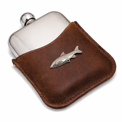 Coarse Fishing Hip Flask With Half Leather Jacket
