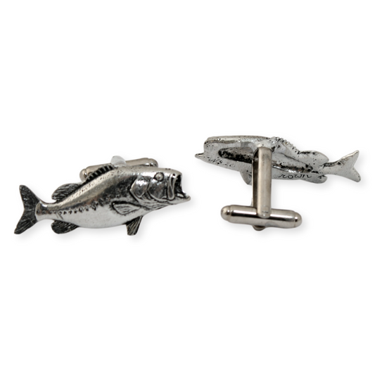 Pewter Bass Fish Cufflinks