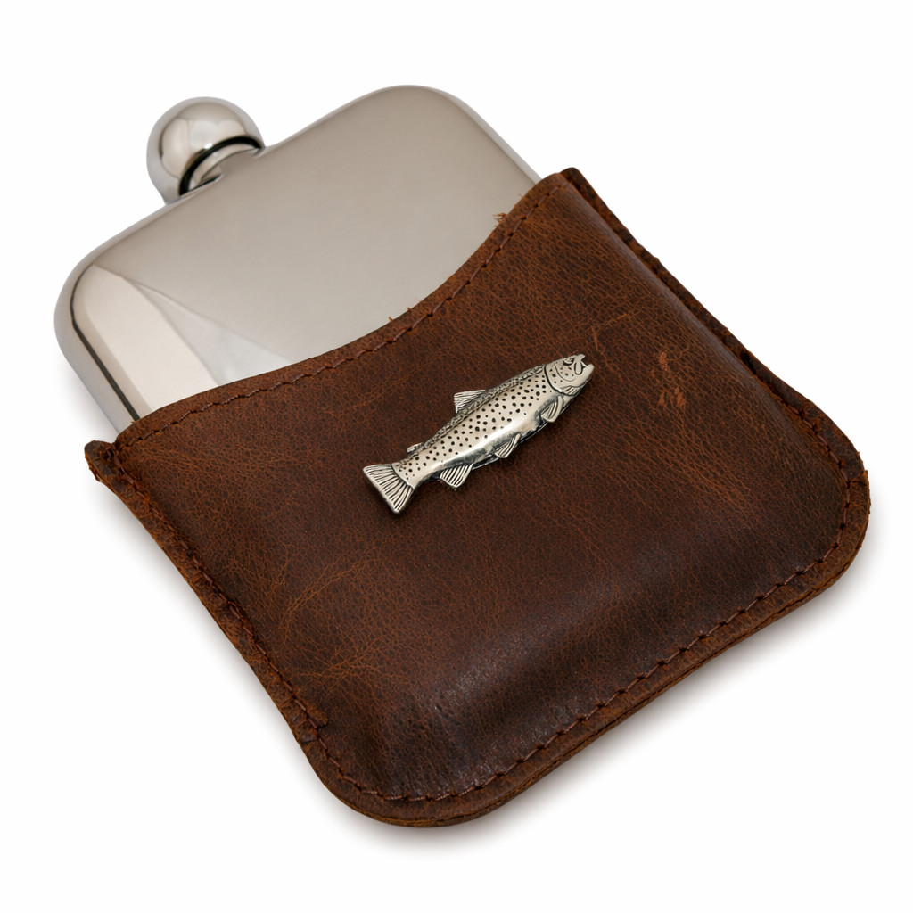 Fly Fishing Half Leather Jacket Hip Flask