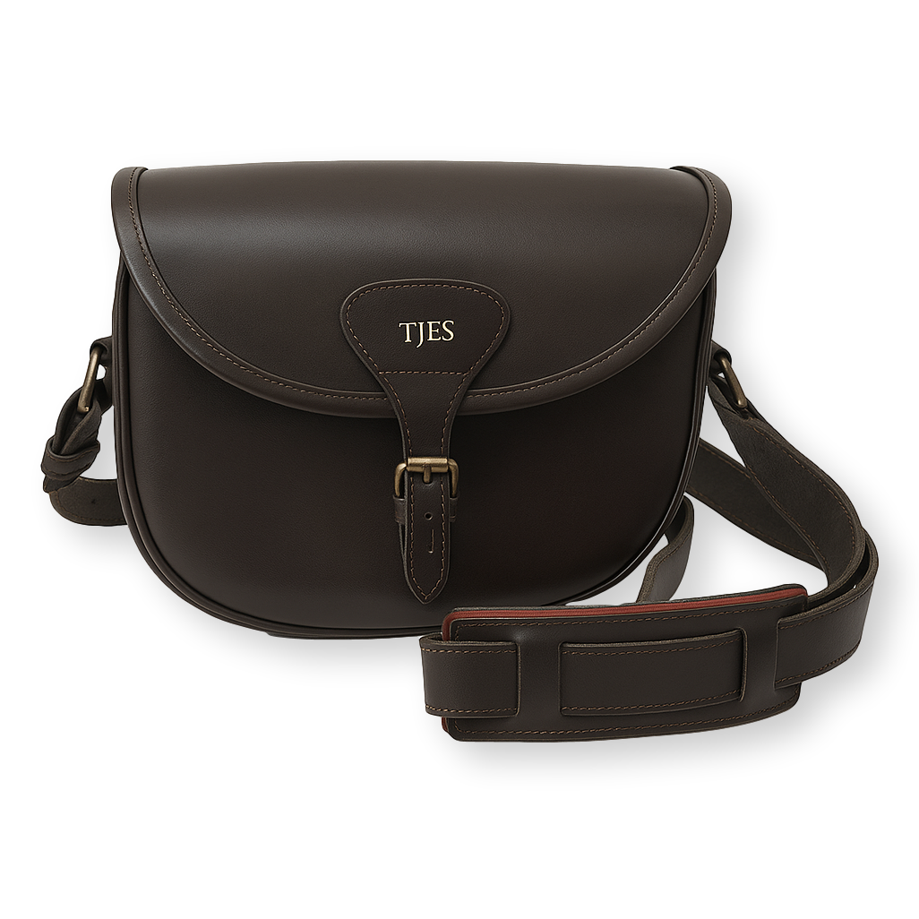 Personalised Initials Leather Fishing Satchel Side Bag with Shoulder Strap
