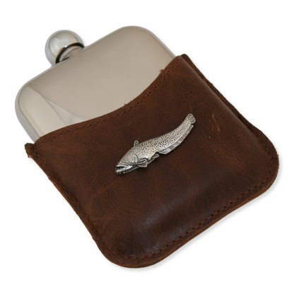 Coarse Fishing Hip Flask With Half Leather Jacket