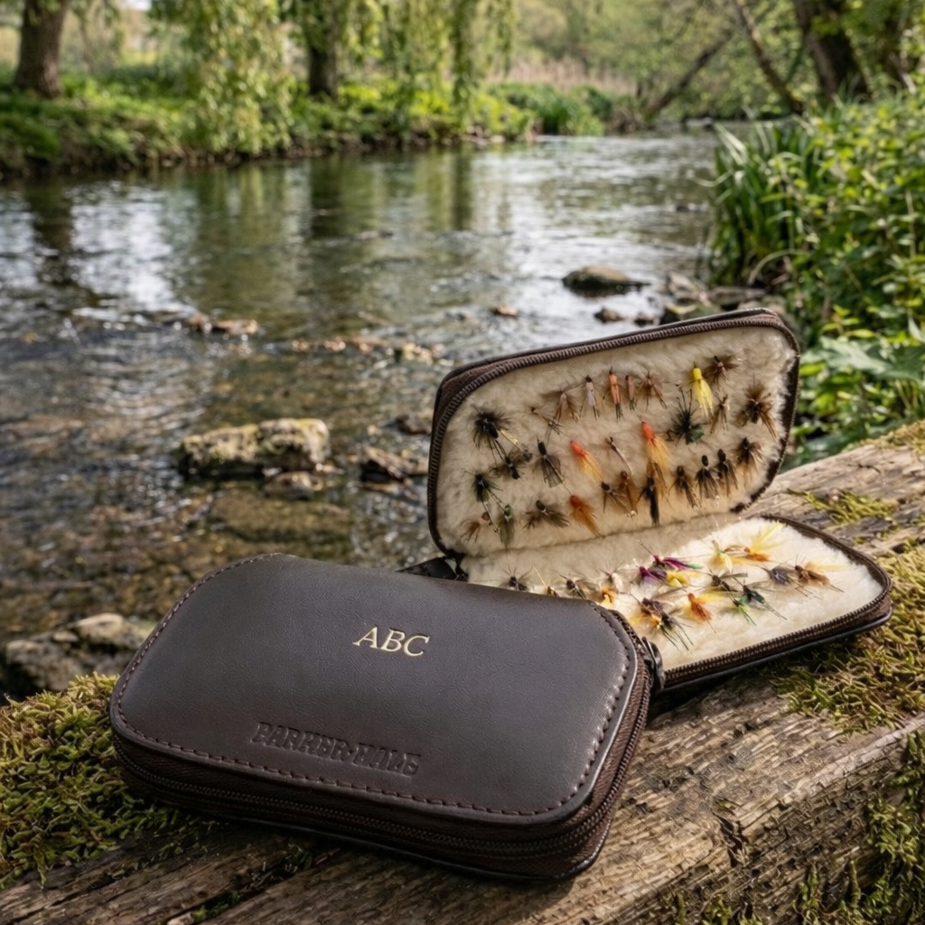 Personalised Initials Brown Leather Fishng Fly Case