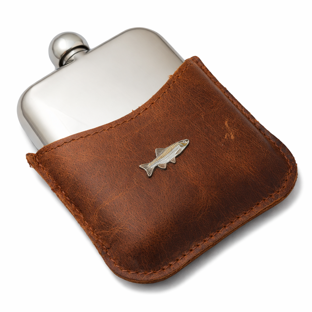 Coarse Fishing Hip Flask With Half Leather Jacket
