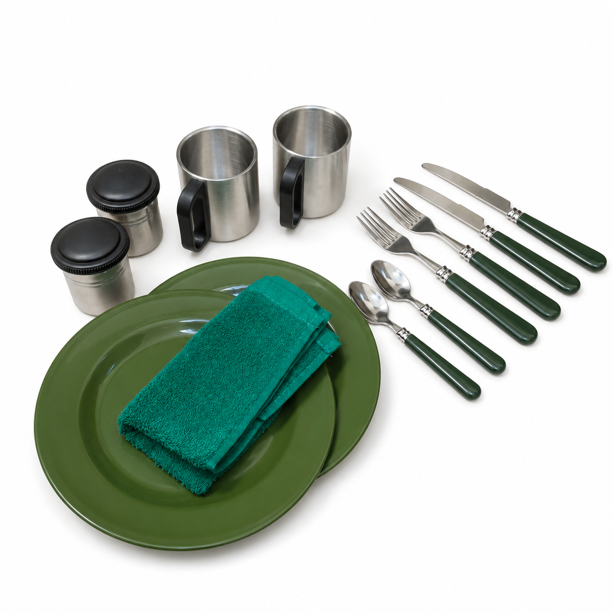 Personalised Large Travel Cutlery Set for Two With Mugs