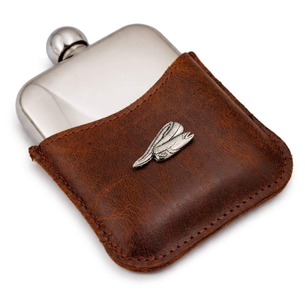Coarse Fishing Hip Flask With Half Leather Jacket