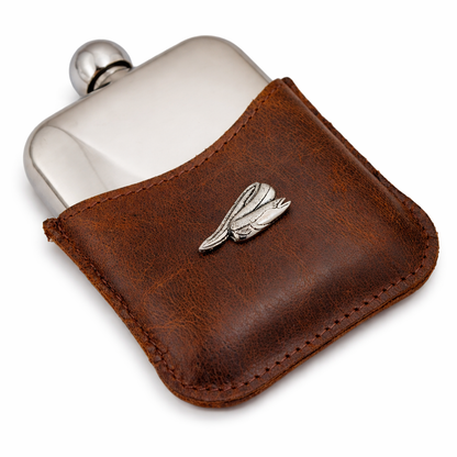 Coarse Fishing Hip Flask With Half Leather Jacket