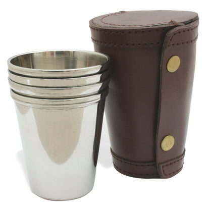 Fishing Cups and brown leather case