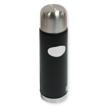 Personalised 500ml Black Leather Vacuum Flask