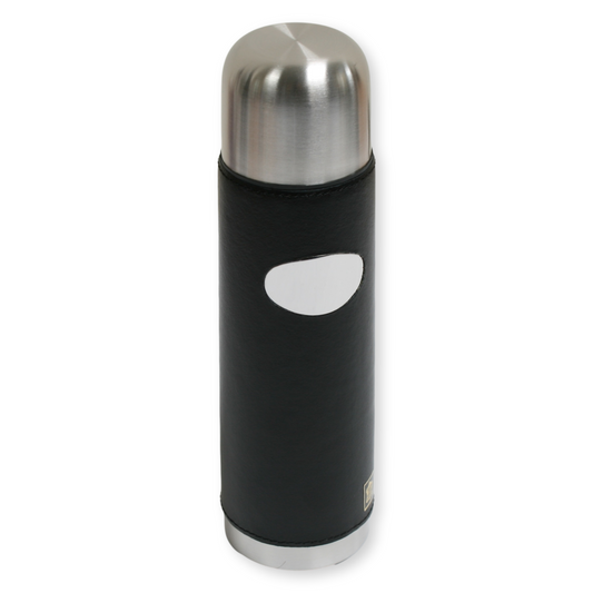 Personalised 500ml Black Leather Vacuum Flask
