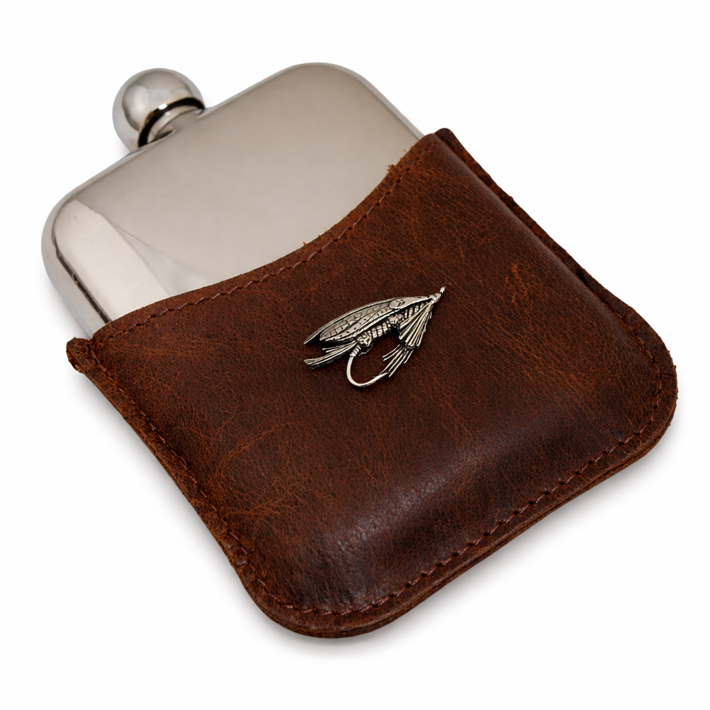 Fly Fishing Half Leather Jacket Hip Flask